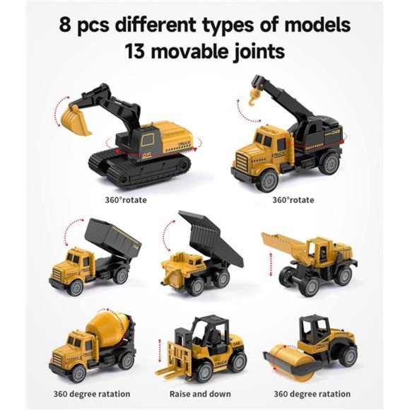 Alloy Small Construction Cars Vehicles, Die Cast Mini Construction Truck Toys - Picture 3 of 5